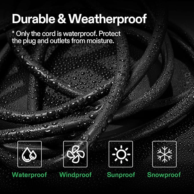 VIVOSUN 25 ft Extension Cord, 3-Outlet Power Strip - Image 3
