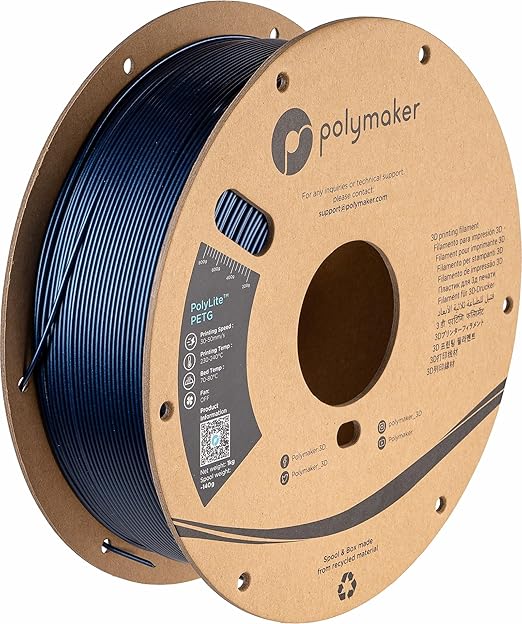Polymaker PolyLite Dark Blue 3D Printer PETG Filament 1.75mm 1kg, Legacy PETG by Polymaker