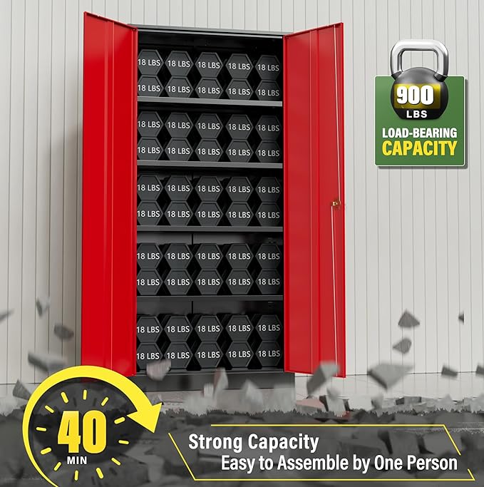 Greenvelly Metal Storage Cabinet, Tall Metal Office Storage cabinets - Image 5