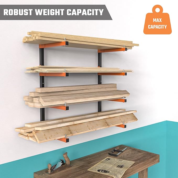 Lumber Storage Rack, Snap-Fit Connection Lumber Rack Wall Mount, Heavy Duty - Image 4