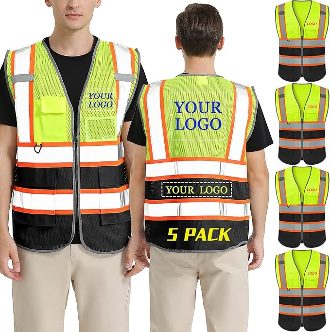 BeautyWill Custom Logo Safety Vest Class 2 High Visibility Reflective Vest by BeautyWill