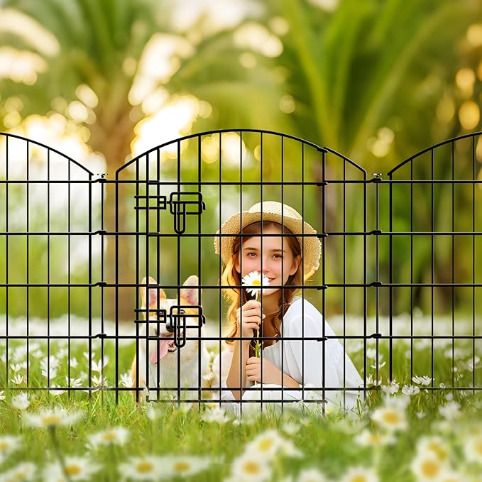 Metal Garden Fence 32 in H x 28 in W 10 Panels Total Length 23 ft, No Need Dig - Image 8