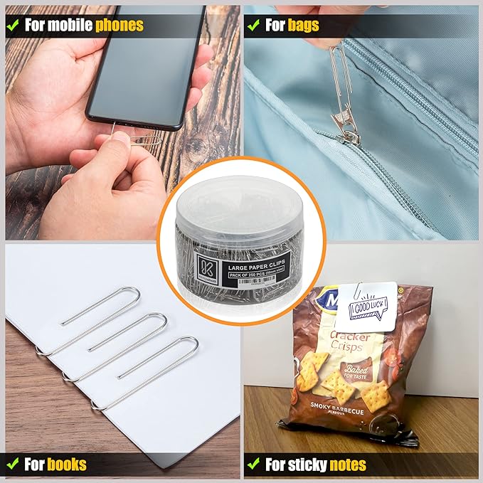 250 Large Paper Clips Smooth, Jumbo Paper Clips - Image 5