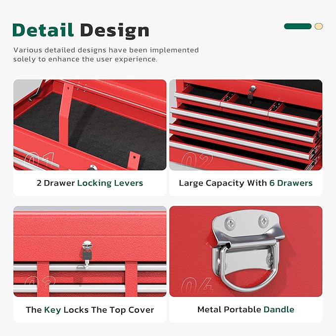Greenvelly 8-Drawer Rolling Tool Chest, Metal Tool Chest - Image 4