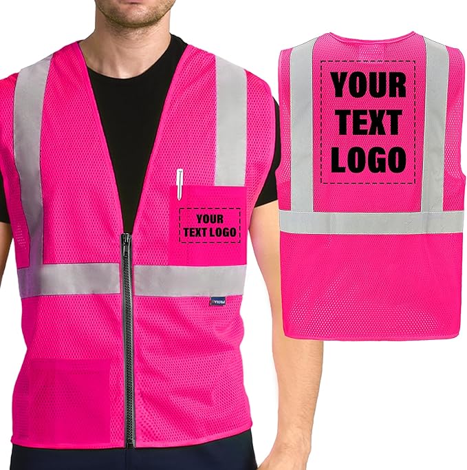AYKRM 2 Pockets Reflective Safety Vest High Visibility Class II Mesh Vest by AYKRM