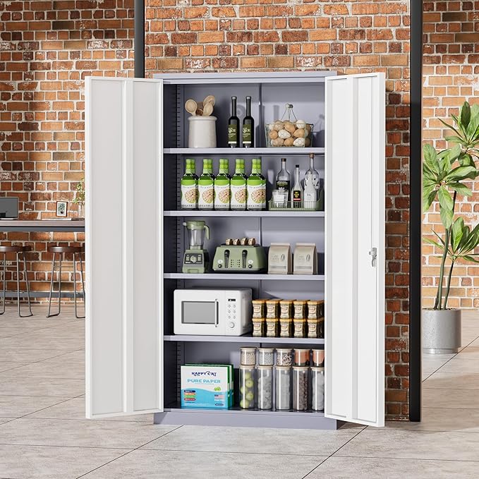 Greenvelly Metal Storage Cabinet, Lockable Steel Cabinet - Image 8