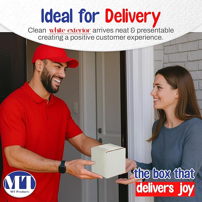 MT Products 4" x 4" x 4" Corrugated White Cardboard Shipping Boxes - Image 4