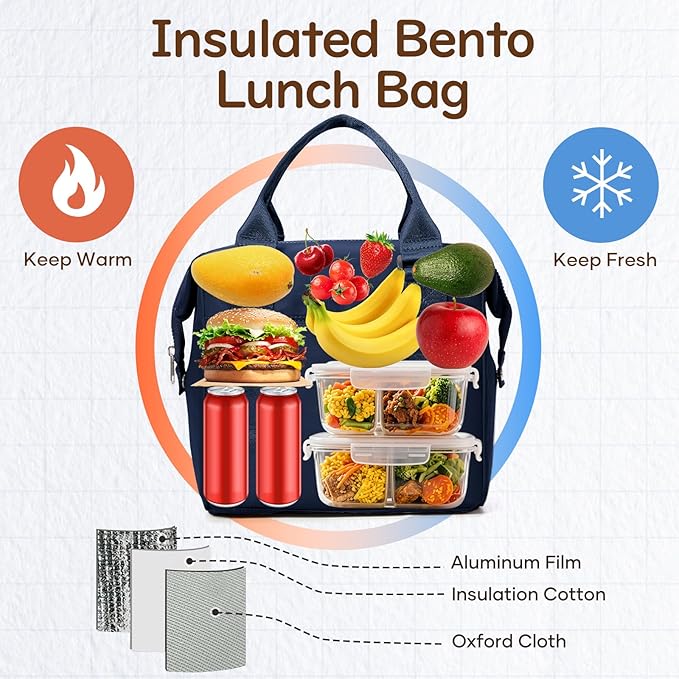 coowoz Lunch Box for Women Insulated Adult Lunch Tote Cooler Bag loncheras para - Image 4