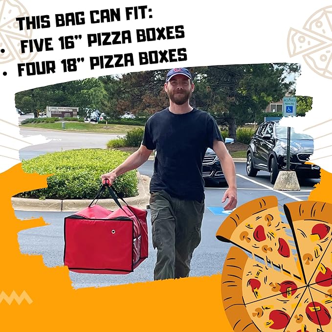 FSE Insulated Pizza Food Delivery Bag Carrier, 18 Inch x 18 Inch x 13 Inch - Image 3