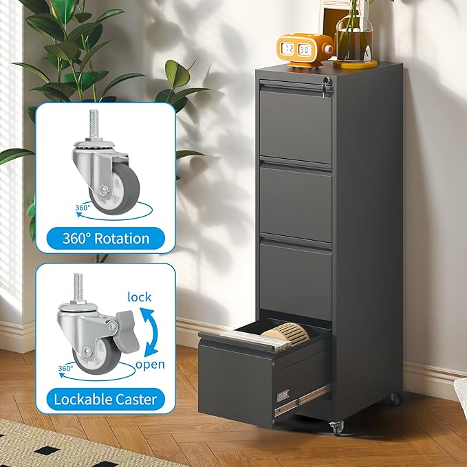 4-Drawer Mobile File Cabinet - Image 6