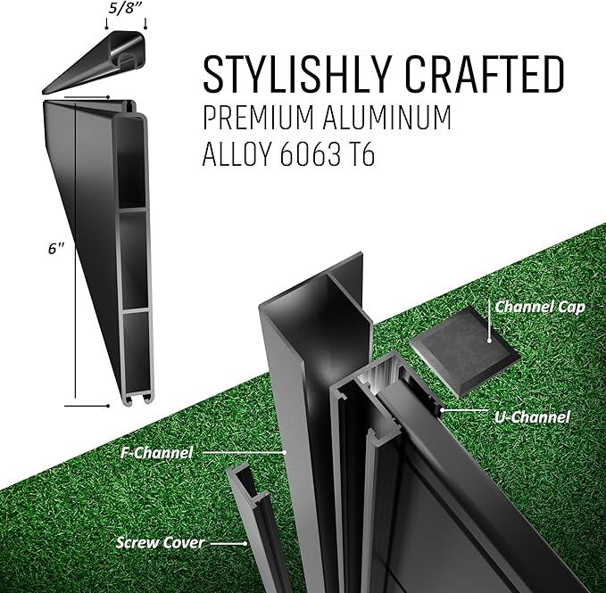 80" W x 69" H Black Aluminum Privacy Fence Kit – Pre-Assembled Panel - Image 4