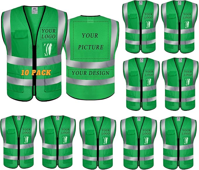 BeautyWill Custom Safety Vest Logo Class 2 High Visibility Reflevtive Vest by BeautyWill