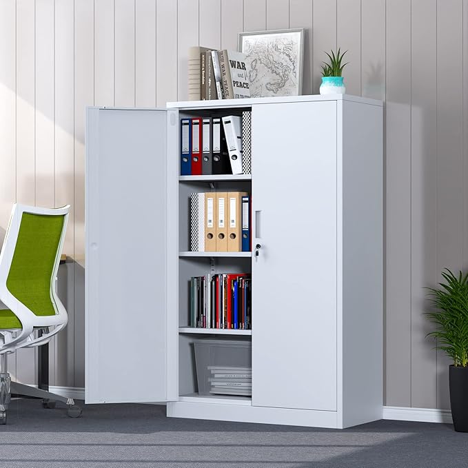 Metal Storage Cabinet with Locking Doors and 3 Adjustable Shelves, 53.5-Inch - Image 2