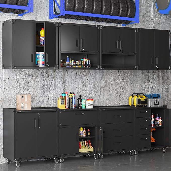 Metal Garage Wall Cabinet with Lock, Wall Mounted Metal Storage Cabinets with - Image 2