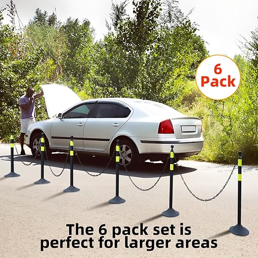 6 Pack 39 Inch Black Traffic Delineator Posts - Image 8
