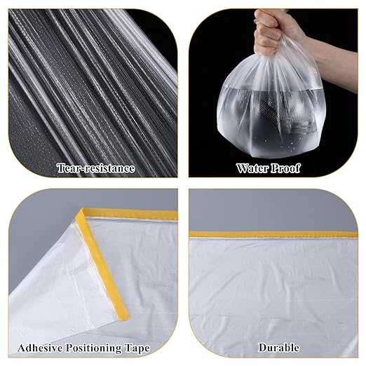 4 Rolls 8.8 x 65 Feet Plastic Sheeting Pre-Taped Masking Film Drop Cloth - Image 3