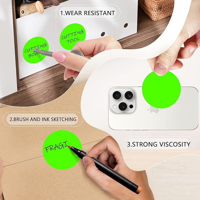 2 Inch Fluorescent Green Circle Stickers 500 Pcs, Permanent Color Coding Dots - Image 3