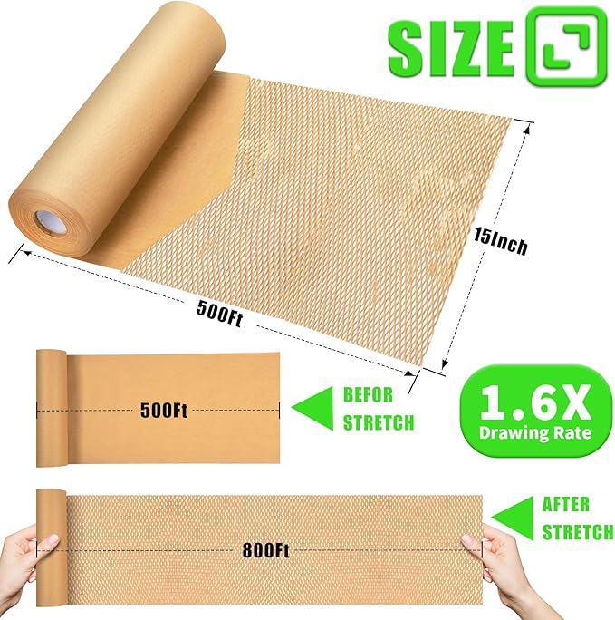 Honeycomb Packing Paper, MINHAO 15"x500' Eco Friendly Packing Paper - Image 6