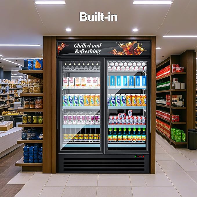 Tylza Commercial Refrigerator, Double Glass Door Display Beverage Fridge - Image 9
