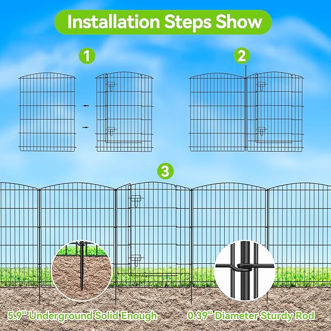 INJOPEXI Decorative Garden Fence 12 Panels 26ft×36in Garden Fences - Image 3