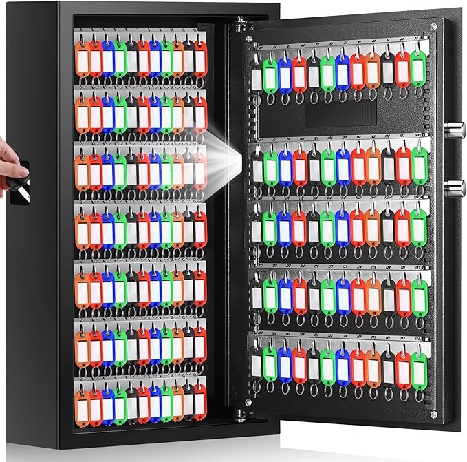 144 Keys Fireproof Key Cabinet, Anti-Theft Heavy Duty Key Lock Box by NebakneSafe