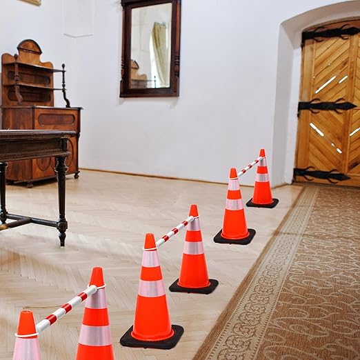 Huwena 12 Pcs Retractable Traffic Cone Bar from 4ft to 7.2ft Lightweight Bars - Image 4