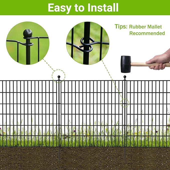 5 Panels No Dig Decorative Outdoor Garden Fence - Image 4