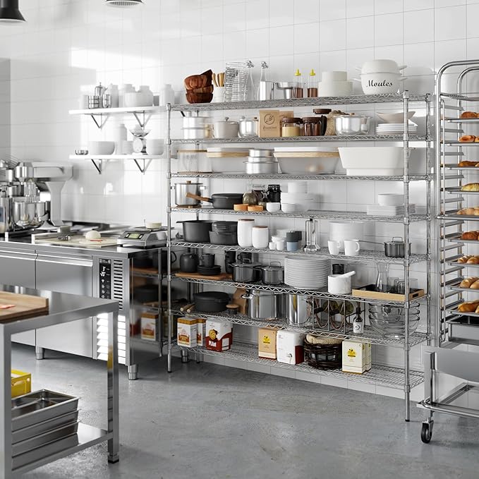 14" Deep x 72" Wide x 74" Height Wire Shelving Kit | 8-Tier | NSF Commercial - Image 4
