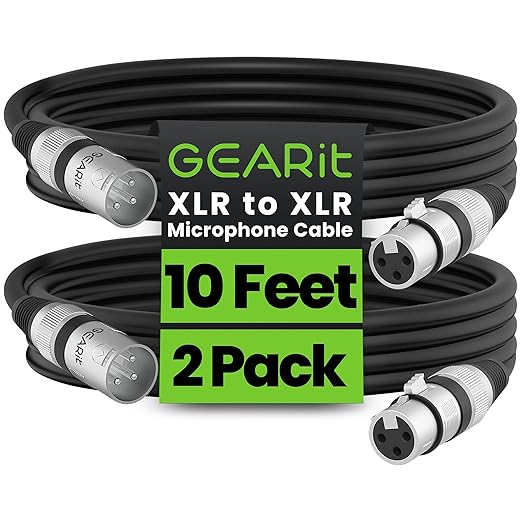 GEARit XLR Male to Female Microphone Cable 3-Pin Balanced Shielded Mixer by GEARit
