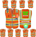 BeautyWill Custom Logo 10 Pockets Safety Vest Class2 ANSI Certified High by BeautyWill