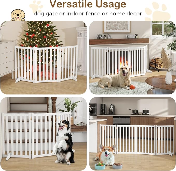 30" Height Tall Freestanding Pet Gate, Solid Wood Folding Safety Fence Wooden - Image 7