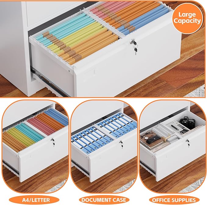 Aobabo 2 Drawer Lateral File Cabinet, Lockable Metal Filing Cabinet - Image 7