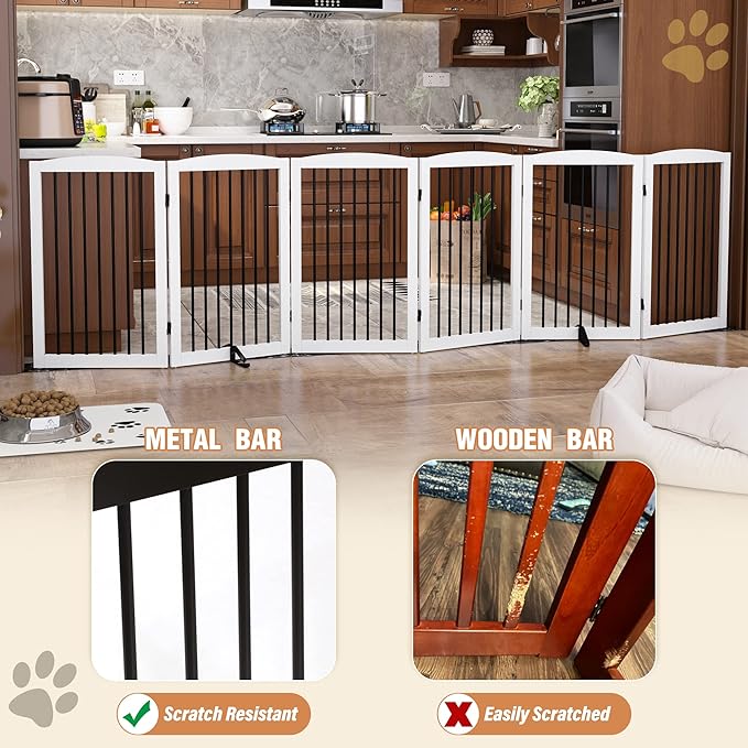 Freestanding Pet Gate for Dogs, Indoor Wooden Foldable Dog Gate for House - Image 4