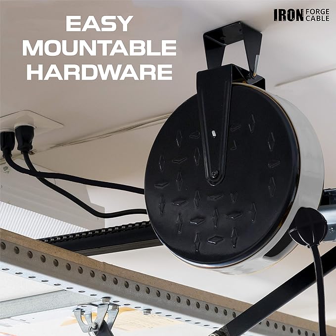 Iron Forge Cable 30 Ft Retractable Extension Cord Reel - Image 4