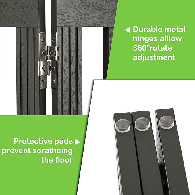 SPIRICH Wooden Freestanding Foldable Dog Gate, Extra Wide Step Over Puppy Gate - Image 7