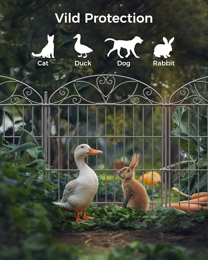 10 Panels No Dig Decorative Outdoor Garden Fence, 40 in X 23.6 ft Animal - Image 7