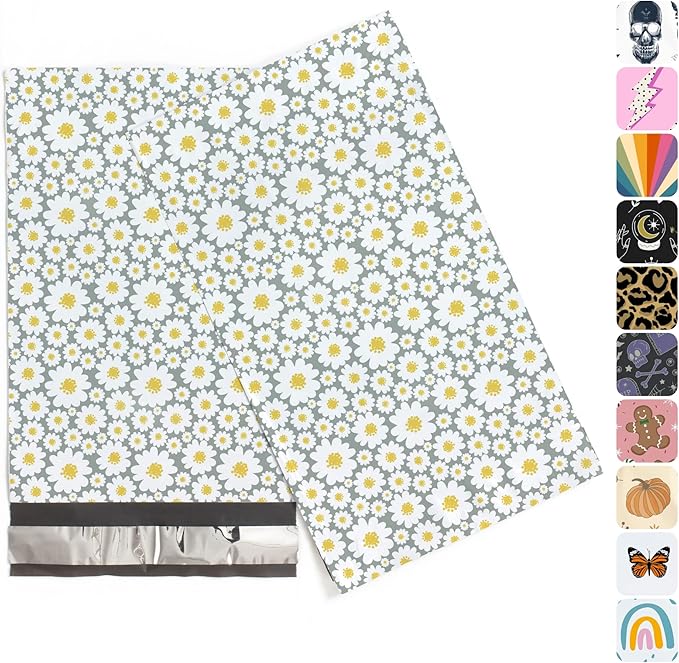 6x9 Poly Mailers – Floral Daisy – Waterproof, Tear-Resistant Shipping Bags by PackageMint
