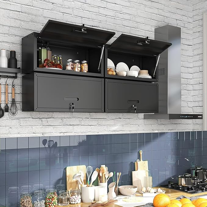 Metal Garage Wall Cabinet with Lock, Wall Mounted Metal Storage Cabinets with - Image 5