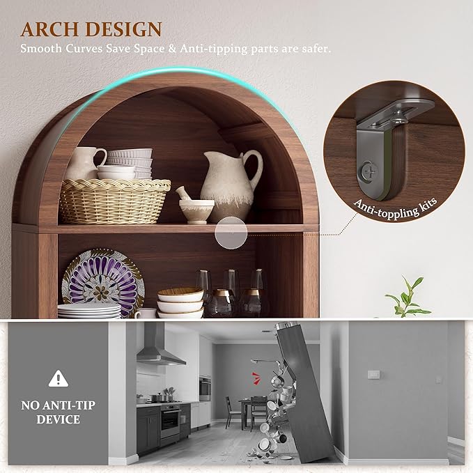 Arched Kitchen Pantry, 5-Tier Arched Cabinet - Image 4