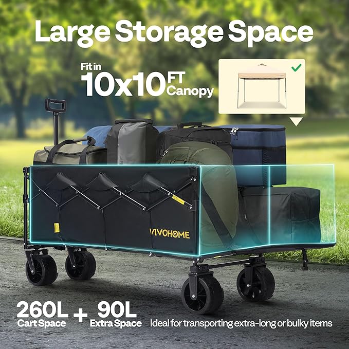 VIVOHOME 48''L Extended Collapsible Wagon Cart - Image 2