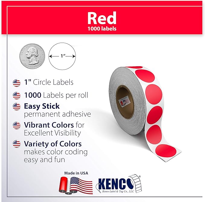Kenco Color Coding Circle Dot Sticker Labels on a roll - Image 2