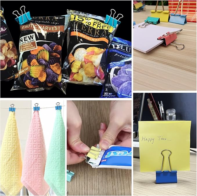 Binder Clips 24 PCS, 1.6 in. Clips Office Supplies, Metal Clips, Binder Clip - Image 7