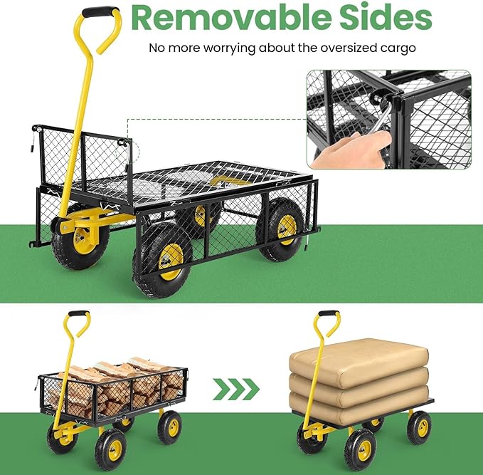 Homdox MAX 880 Lbs Garden Cart, Heavy Duty Foldable Mesh Steel Garden Wagon - Image 9