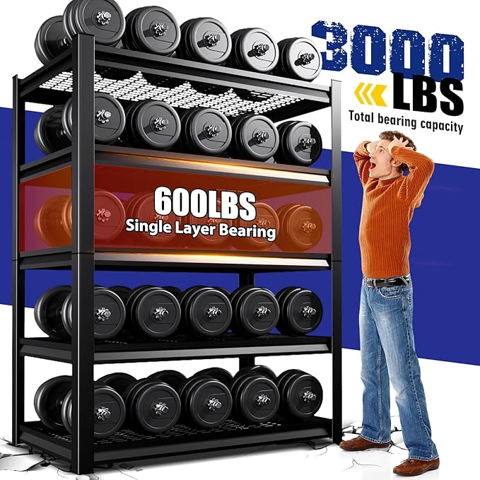 71"H Garage Shelving-3000LBS 5 Tier Storage Shelves, Adjustable Heavy Duty - Image 6