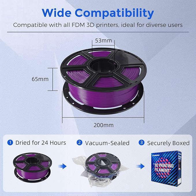 FLASHFORGE PETG Pro Filament 1.75mm Purple, 3D Printer Filament 1kg Spool - Image 6