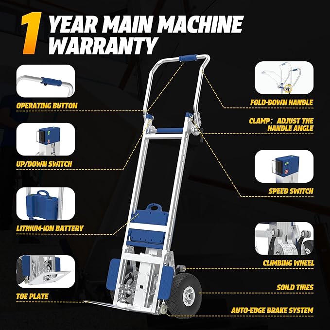 Electric Stair Climber 1200W Electric Stair Climbing Hand Truck 463LBs Load - Image 8