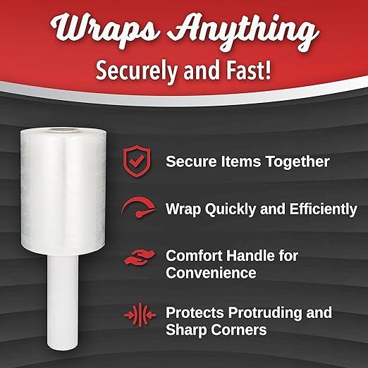12 Pack Industrial Strength Mini Hand Stretch Wrap 5" 1000 Ft Roll 80 Gauge - Image 5