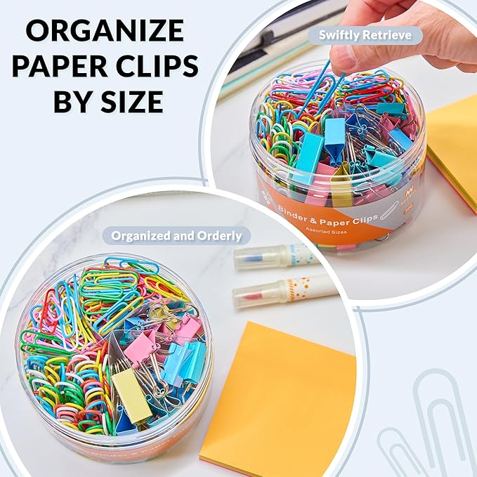 NEEWAY 300pcs Paper Clips and Binder Clips Assorted Sizes - Image 3