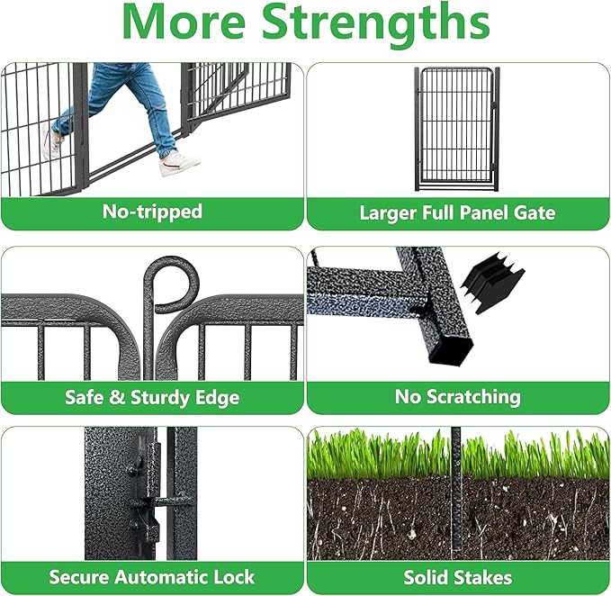 Decorative Garden Fence with Gate, 32 in x 87 ft Rustproof Metal Fence Panels - Image 3