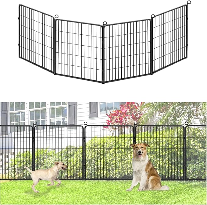 Decorative Metal Garden Fence Add-on Fence Panels, 32in x 10.4Ft No Dig Fence 4 by Jhsomdr